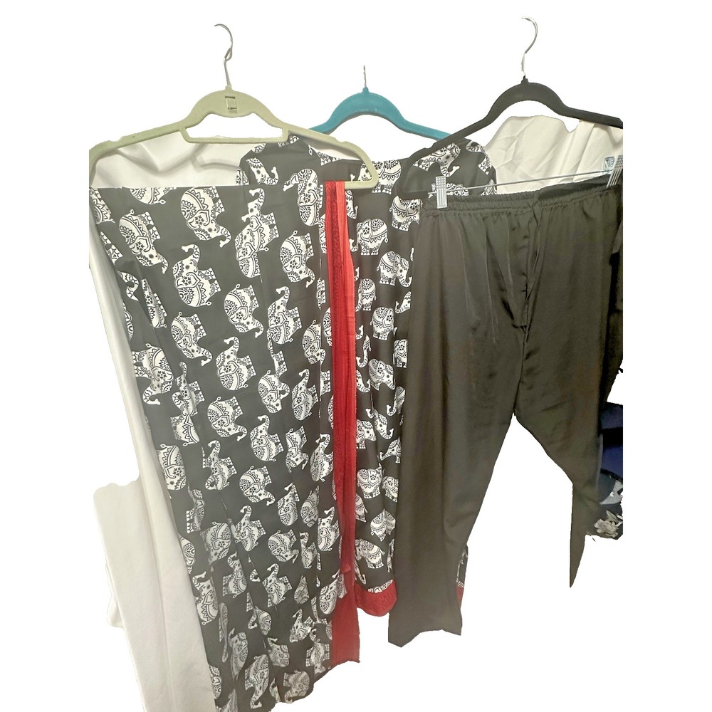 INDIAN DESIGNER BEAUTIFUL KURTI PANT SET w/ Scarf WEAR SALWAR KAMEEZ SET SUIT